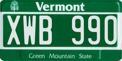 VT license plate XWB990