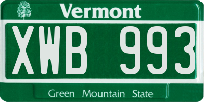 VT license plate XWB993