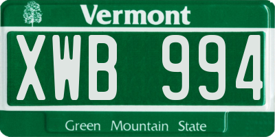 VT license plate XWB994
