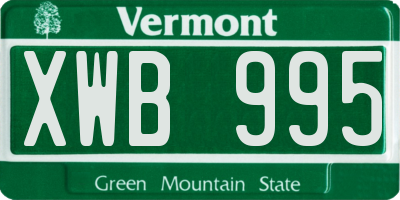 VT license plate XWB995