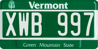 VT license plate XWB997