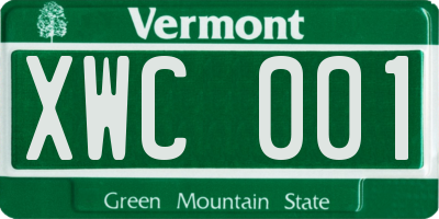 VT license plate XWC001