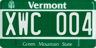 VT license plate XWC004