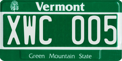 VT license plate XWC005