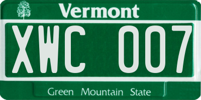 VT license plate XWC007