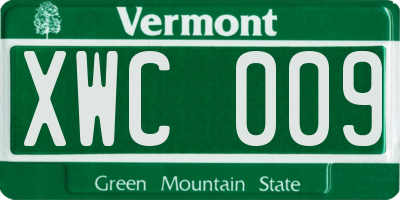 VT license plate XWC009