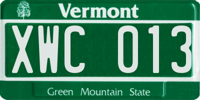 VT license plate XWC013