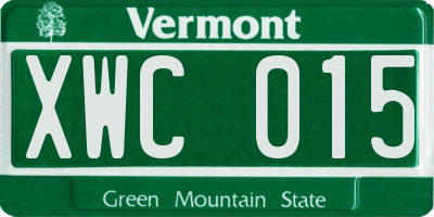 VT license plate XWC015