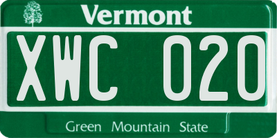 VT license plate XWC020