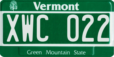 VT license plate XWC022