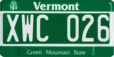 VT license plate XWC026