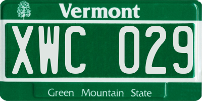 VT license plate XWC029