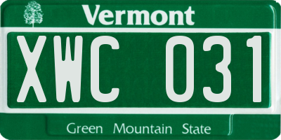VT license plate XWC031