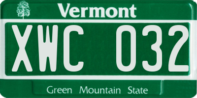 VT license plate XWC032