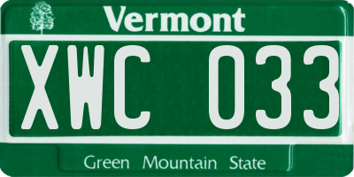 VT license plate XWC033