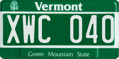 VT license plate XWC040