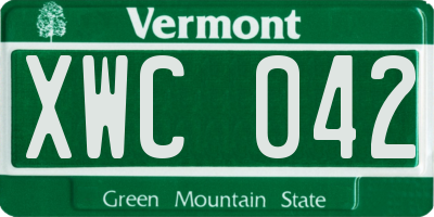VT license plate XWC042