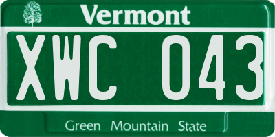 VT license plate XWC043