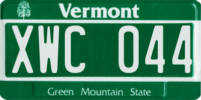 VT license plate XWC044