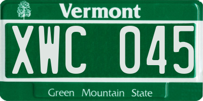 VT license plate XWC045