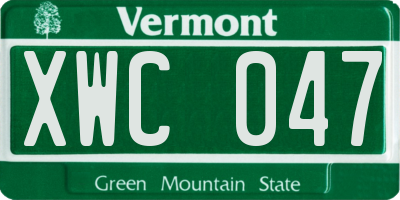 VT license plate XWC047