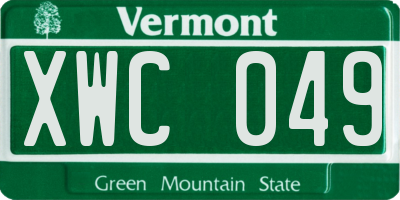 VT license plate XWC049