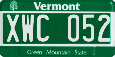 VT license plate XWC052