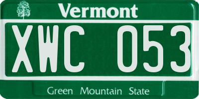 VT license plate XWC053
