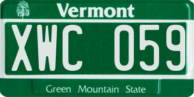 VT license plate XWC059