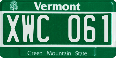 VT license plate XWC061