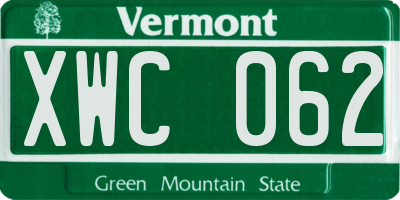 VT license plate XWC062