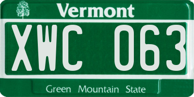 VT license plate XWC063