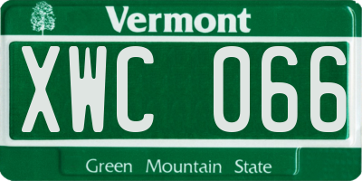 VT license plate XWC066