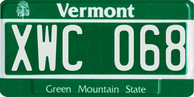 VT license plate XWC068
