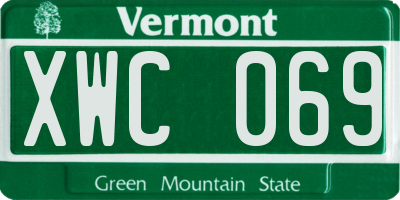 VT license plate XWC069