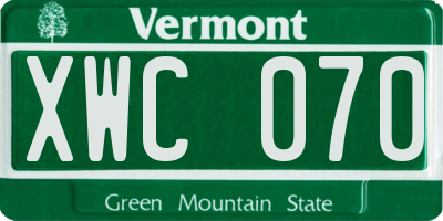 VT license plate XWC070