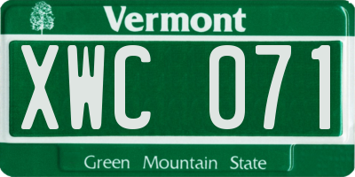 VT license plate XWC071