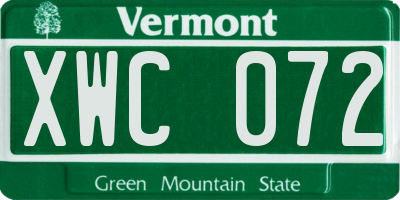 VT license plate XWC072