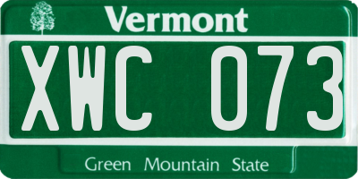VT license plate XWC073