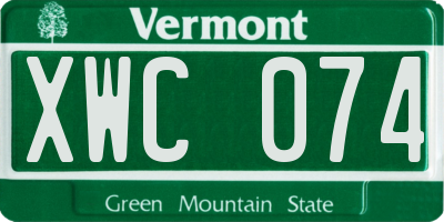 VT license plate XWC074