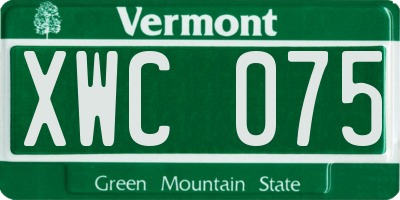 VT license plate XWC075