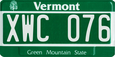 VT license plate XWC076