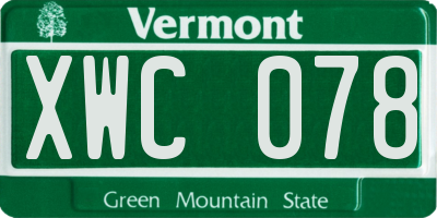VT license plate XWC078