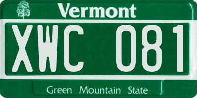 VT license plate XWC081