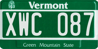 VT license plate XWC087