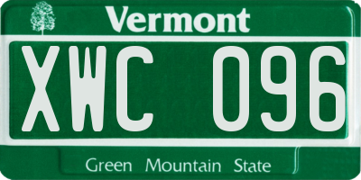 VT license plate XWC096