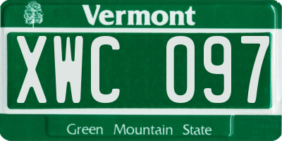 VT license plate XWC097