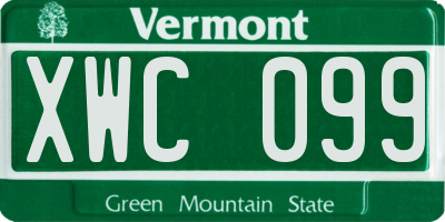 VT license plate XWC099