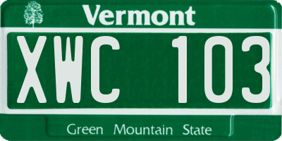 VT license plate XWC103
