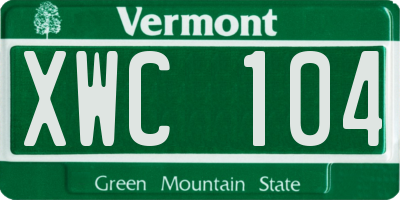 VT license plate XWC104